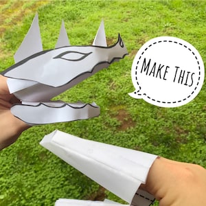 Easy Paper Dragon Handpuppe Basis Druckbare PDF-Vorlage Spaß Kinder Basteln Färbung Aktivität Sofort-Download Schere Schneide-Übungsbogen