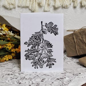 Cartão de Natal em branco, 12x18 cm, feito à mão, em linóleo, carvalho branco