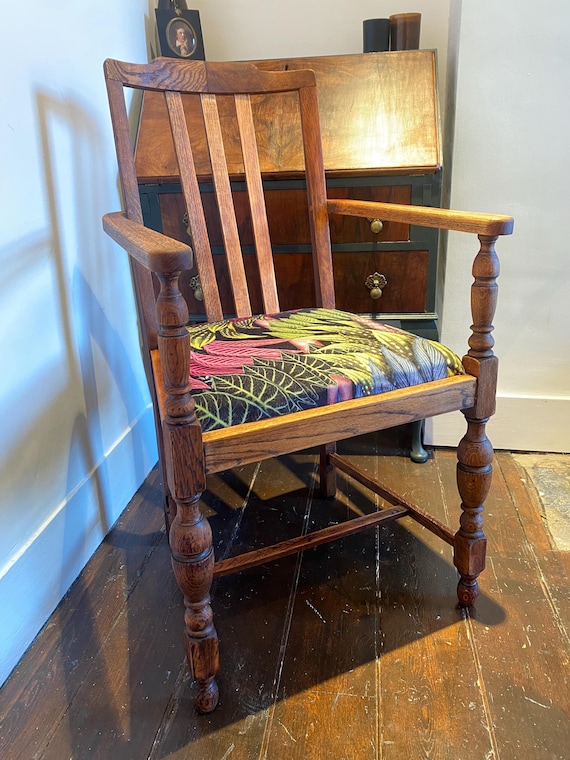 Antique Wooden Desk Chair Reupholstered in Velvet Belorizonte