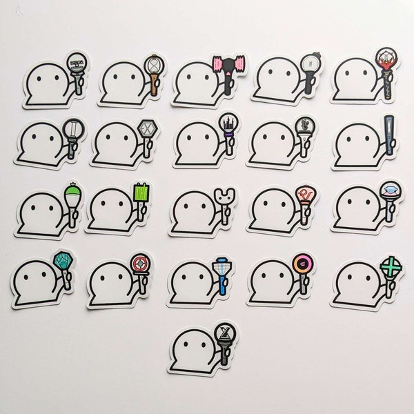 K-Pop Lightstick Figure Stickers (Ateez, Blackpink, BTS, (G)i-dle, Le Sserafim, NCT, Stray Kids, Seventeen, Twice, TXT)