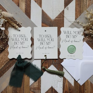 Personalized Bridesmaid Card: Eco Ivory, Ribbon, Tassel or Wax Melt