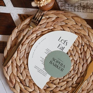 Printed Wedding Menu Place Cards: Boho Rustic Modern Design - Etsy