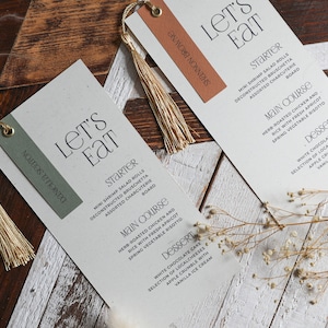 Personalized Wedding Menu: Modern Boho Design with Tassel