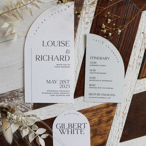 Wedding Invitation Suite Printed Curved Invite Modern, Luxury, Boho Design with choice of Font Includes Envelopes Fern image 7
