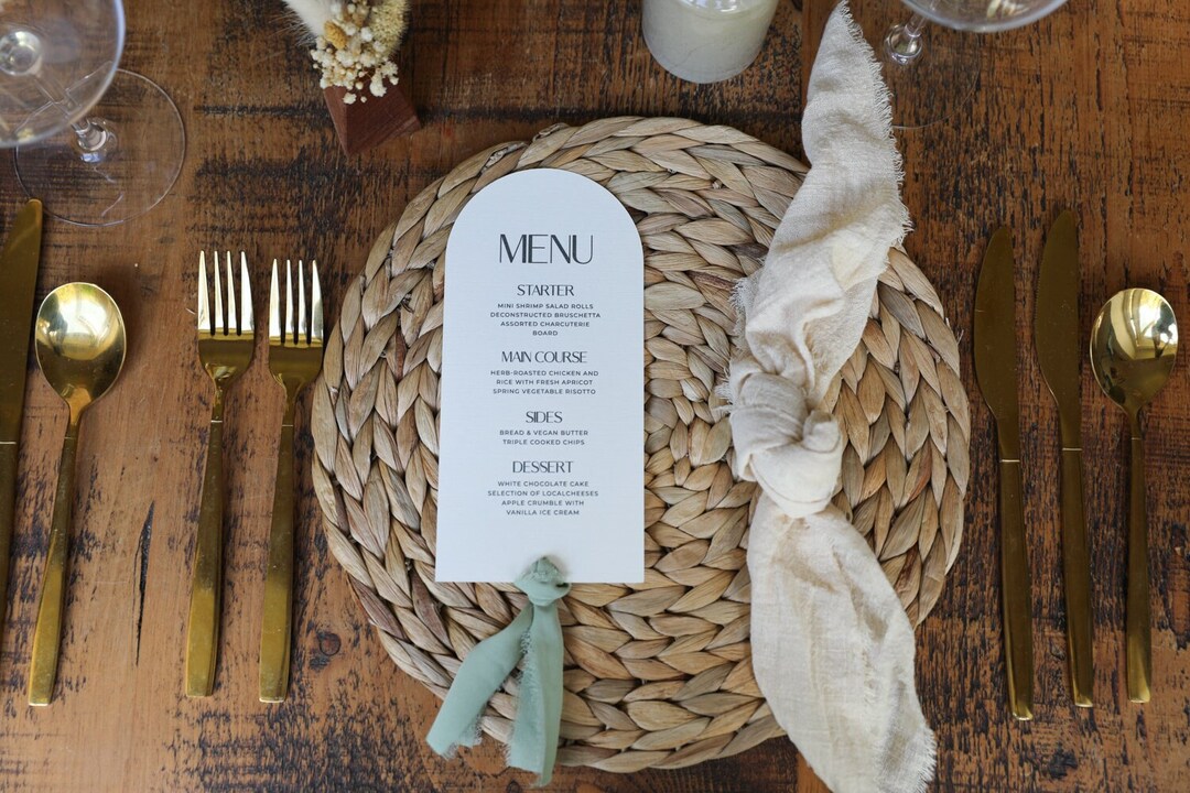 Printed Wedding Menu: Modern Boho Design With Ribbon - Etsy