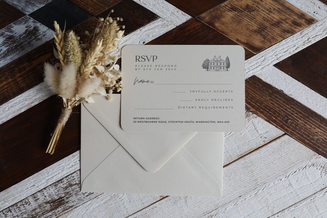 Printed RSVP Wedding Cards | With Envelopes | Can Be Personalised ...