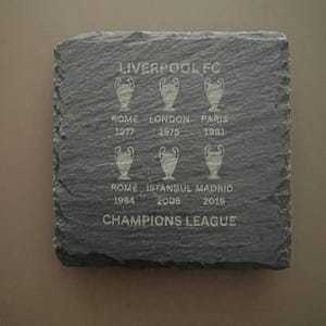 Liverpool FC Champions League Slate Coaster | Football Fan Gift | LFC Supporter Decor | Rustic Stone Coast