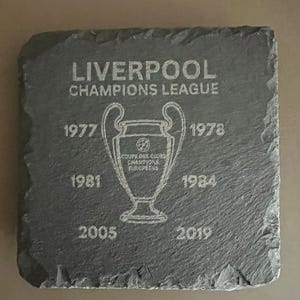 Liverpool FC Champions League Slate Coaster | Football Fan Gift | LFC Supporter Decor | Rustic Stone Coast