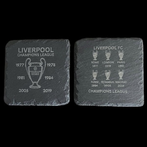 Posavasos de pizarra de la Liga de Campeones del Liverpool FC / Regalo para aficionados al fútbol