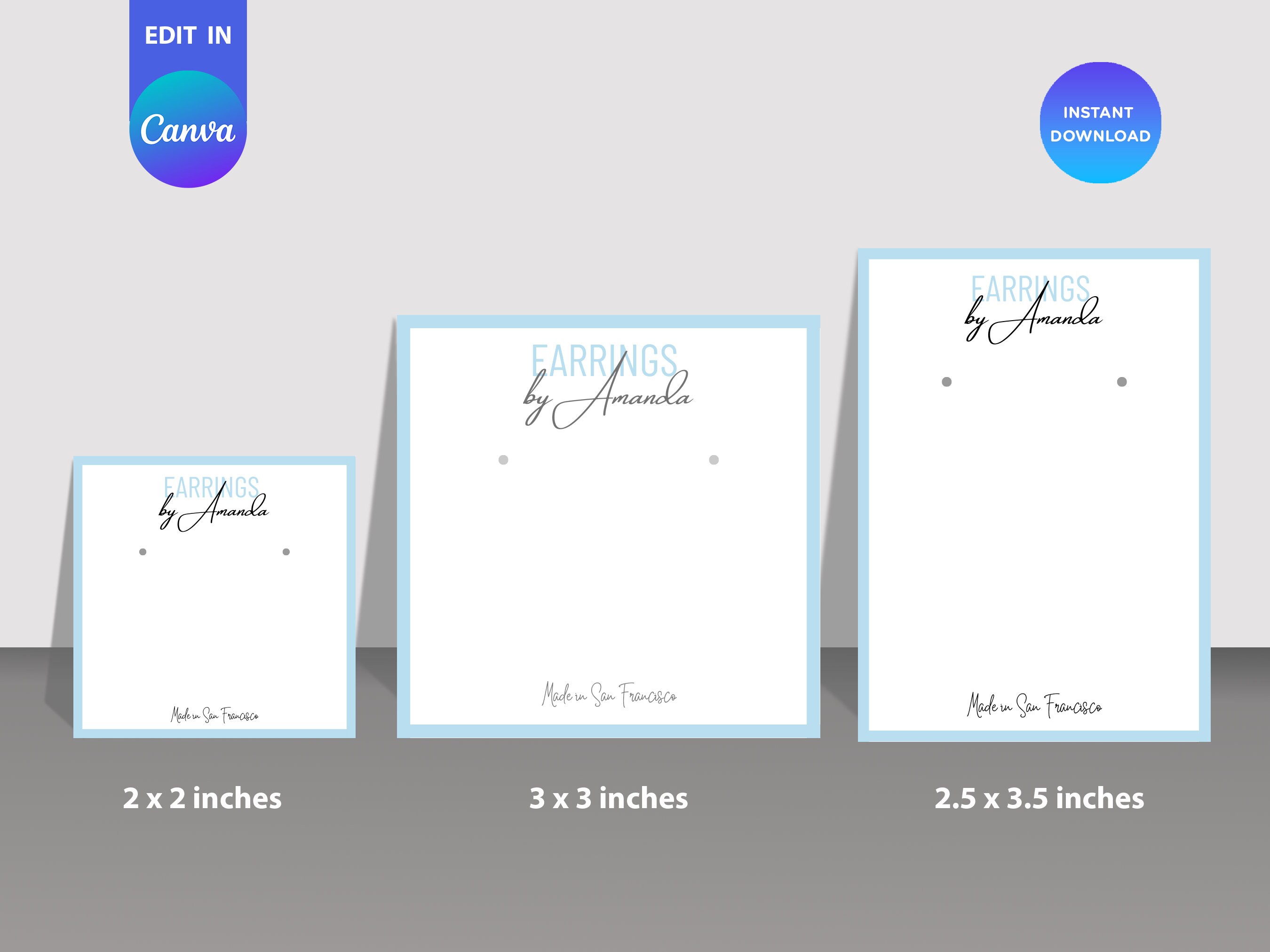 PRINTABLE Earring Card Template Editable Earring Display Card Earring ...