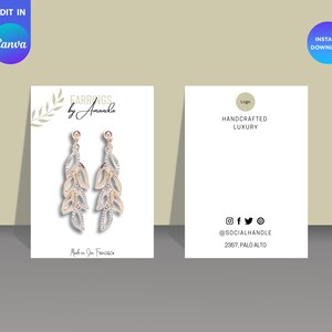 PRINTABLE Earring Card Template Editable Earring Display Card Earring Tags Earring Packaging Earring Template Custom Jewelry Card image 2