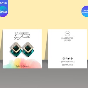 PRINTABLE Earring Card Template | Editable Earring Display Card | Earring Tags | Earring Packaging | Earring Template | Custom Jewelry Card