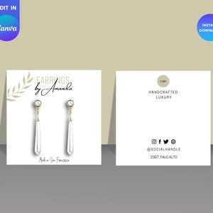 PRINTABLE Earring Card Template | Editable Earring Display Card | Earring Tags | Earring Packaging | Earring Template | Custom Jewelry Card