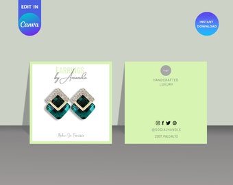 PRINTABLE Earring Card Template | Editable Earring Display Card | Earring Tags | Earring Packaging | Earring Template | Custom Jewelry Card