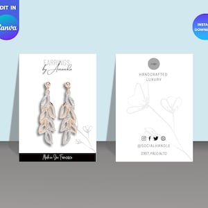 DRUCKBARE Ohrringe Kartenvorlage | Bearbeitbare Ohrring-Anzeigekarte | Ohrring Tags | Ohrring Verpackung | Ohrringe Vorlage | Personalisierte Schmuckkarte