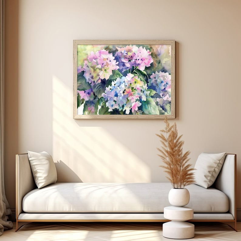 Hydrangea Watercolor Art Print Floral Painting Spring Decor for Home Rustic Wall Art Gifts for Her by FeelingPrints image 10
