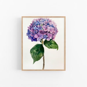 Hydrangea Watercolor Painting Flowers Art Print Botanical Wall Art Decor by ArtSenya