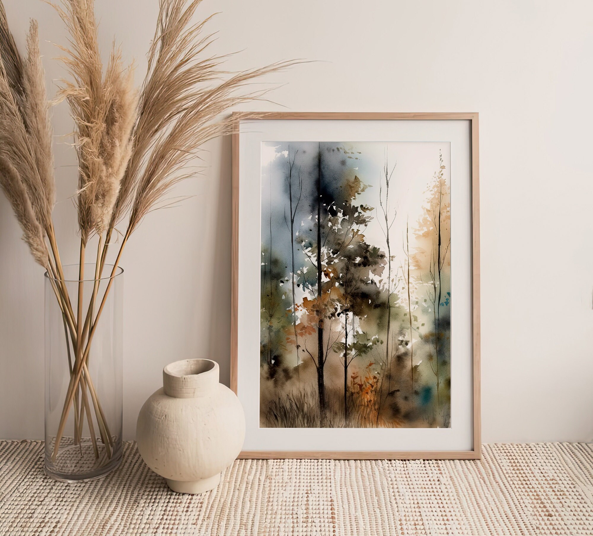 Foggy Forest Watercolor Art Print Pine Trees Painting Vermont Landscape ...