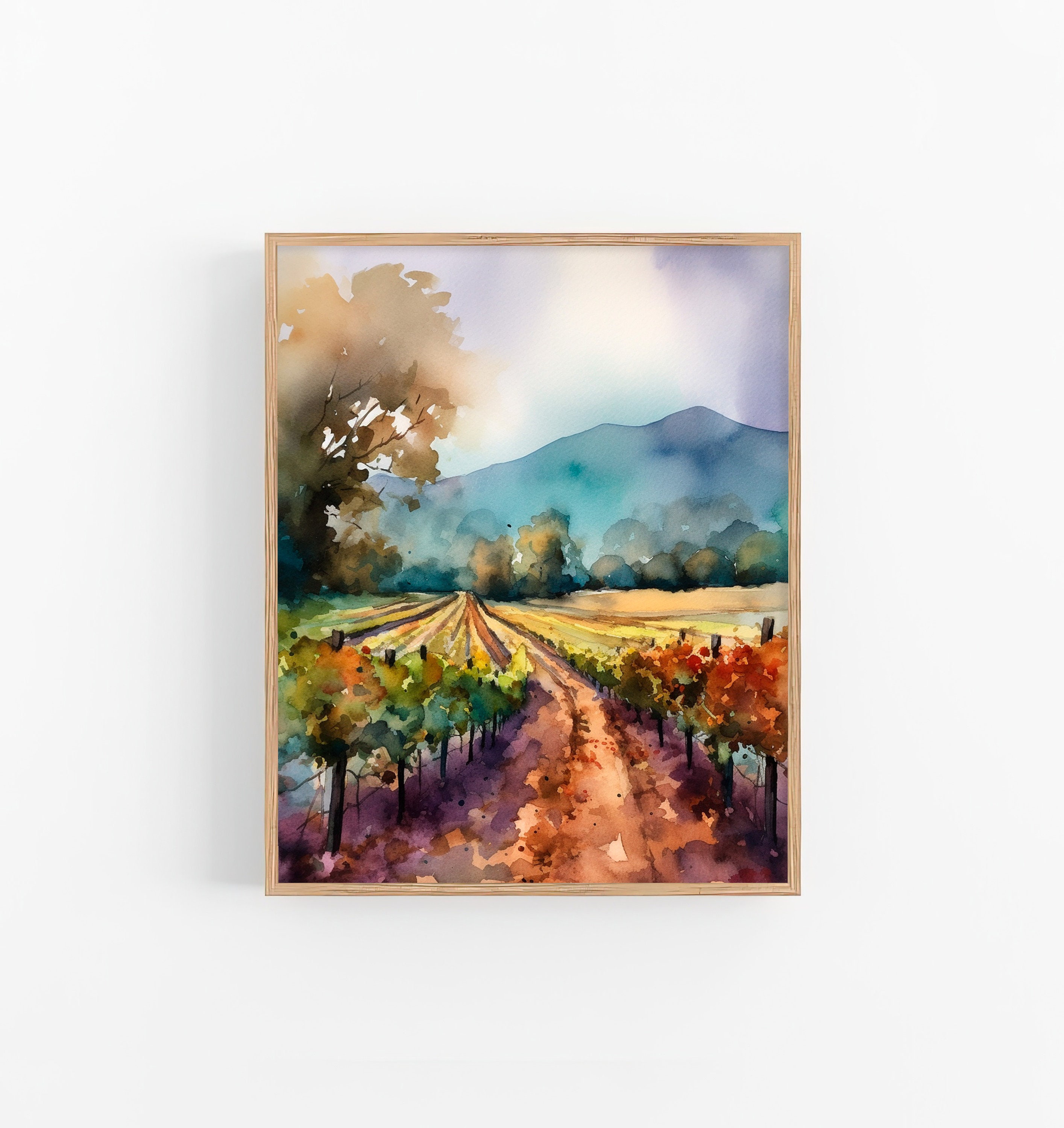 Sonoma Country Watercolor Art Print California Winery Painting Vineyard Artwork Poster Art Print