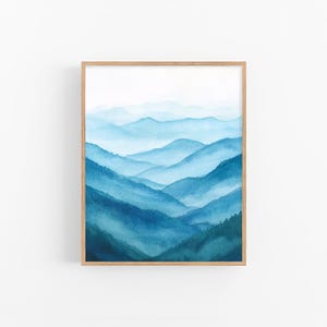 Blue Ridge Mountains Aquarell Malerei North Carolina Landschaft Wand Kunst Landschaft Aquarell Kunstwerk Reise Kunst Poster von FeelingPrints