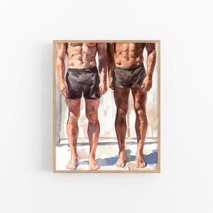 Impresión artística de acuarela de cuerpos homosexuales Pintura de acuarela de cuerpo masculino Regalos para él de FeelingPrints