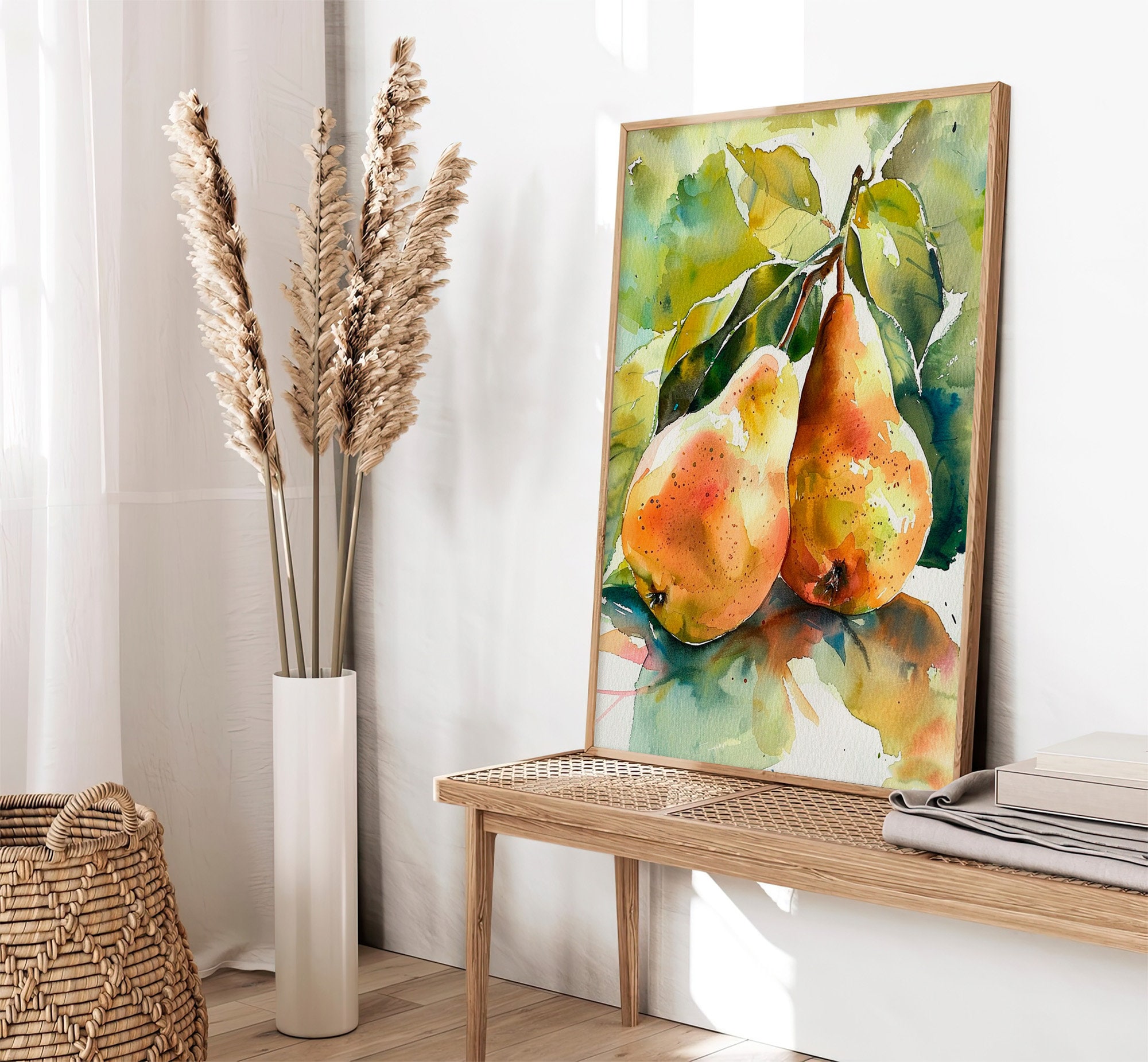 FeelingPrintsの洋梨の水彩画アートプリント フルーツアートワーク