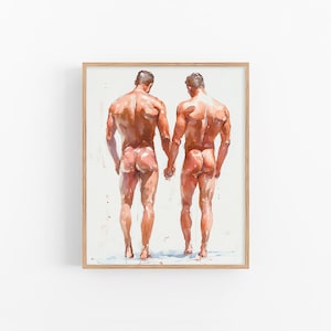 Gay Bodies Watercolor Painting Male Body Watercolor Art Print Friendship Wall Art Decor by FeelingPrints