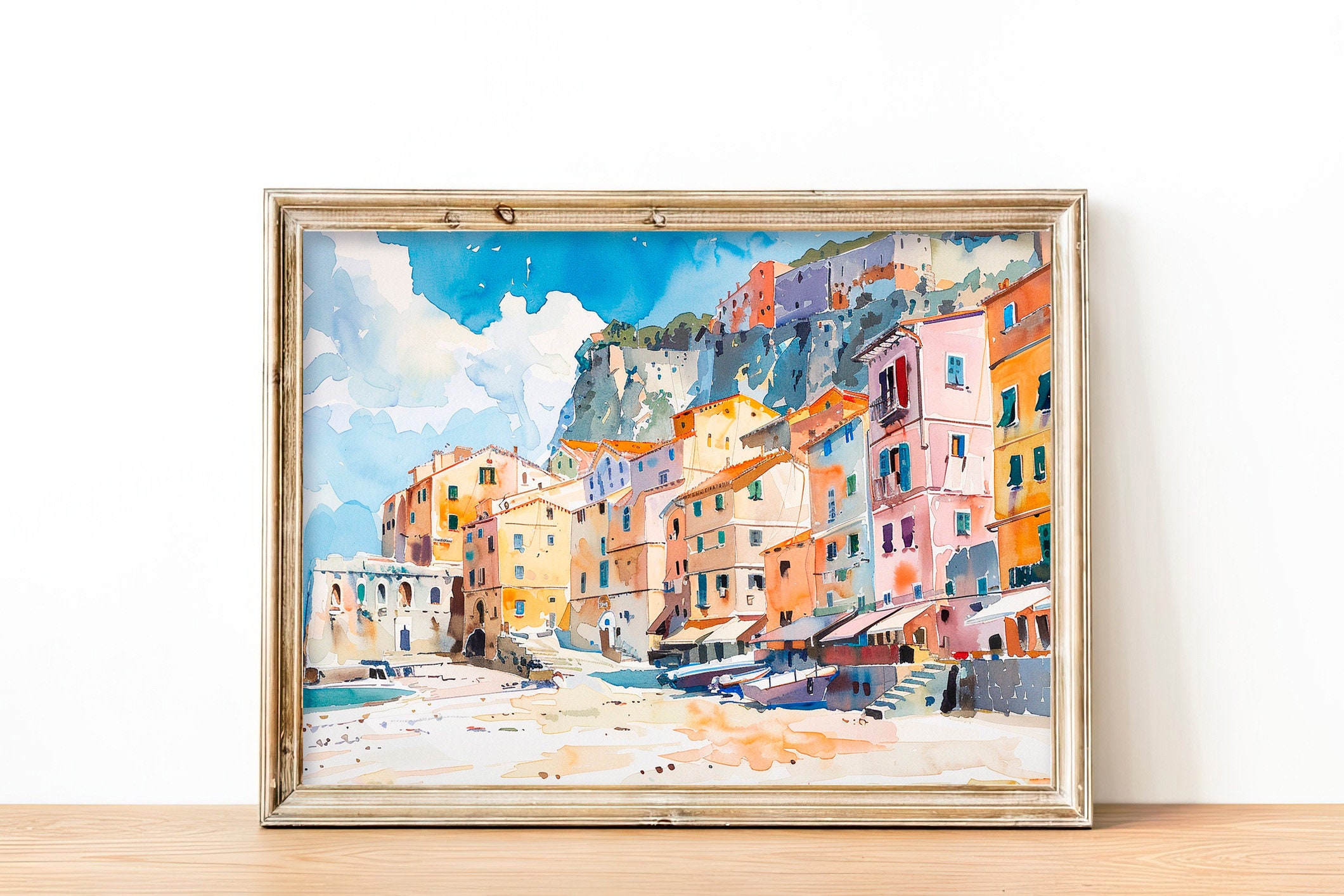 Scilla Watercolor Art Print Calabria Cityscape Painting Italian