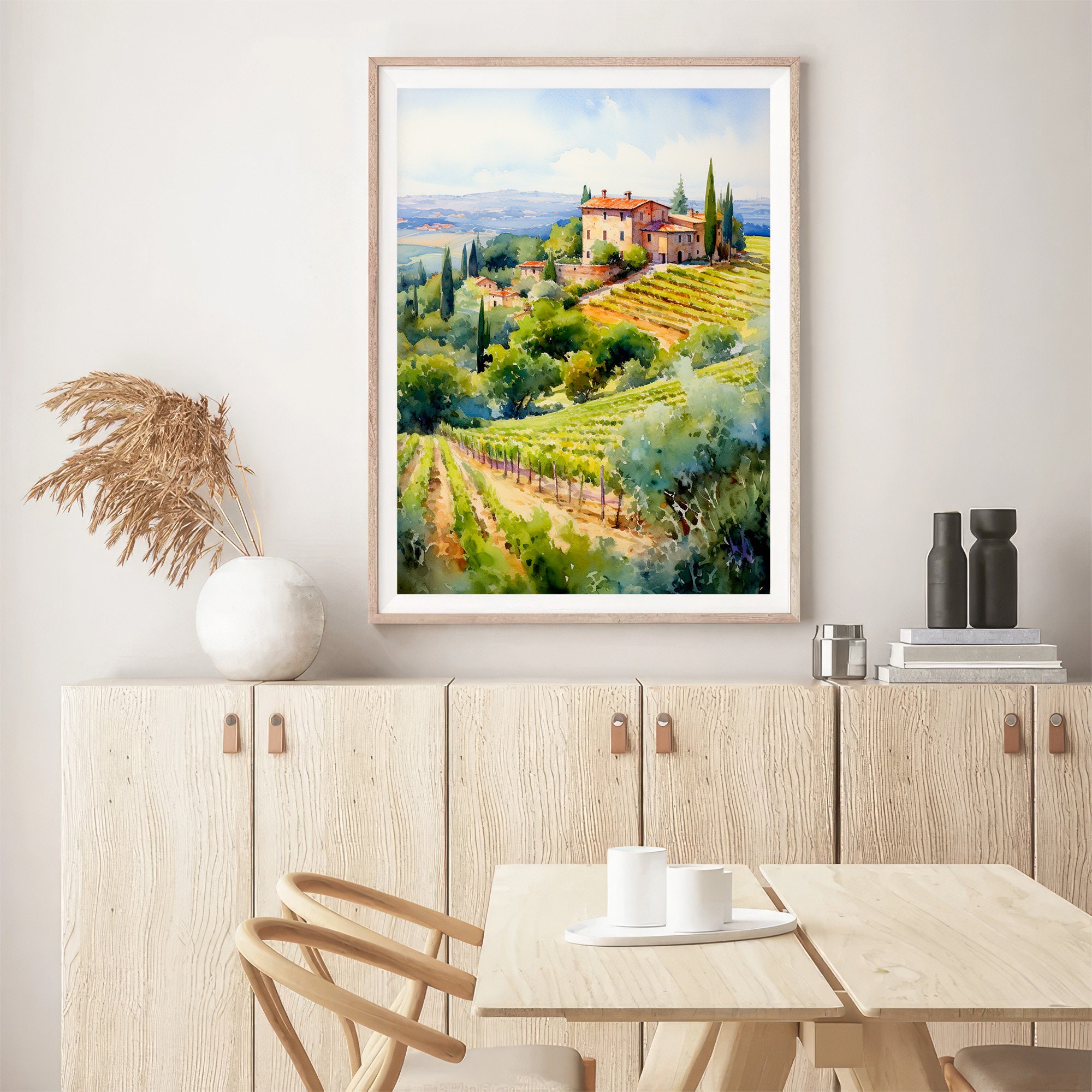 California Napa Valley Winery Watercolor Art Print Vineyard Travel ...