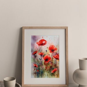 Red Poppy Watercolor Art Print Floral Artwork Flowers Watercolor Art - Etsy