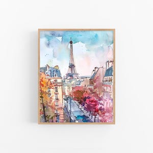 Paris Art Print Decor Eiffel Tower Painting Paris Cityscape Watercolor Art Print Travel Art Gifts for Him by FeelingPrints
