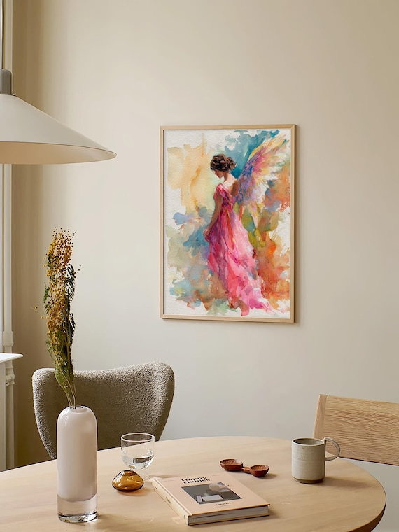 FeelingPrintsによる天使の水彩画、天使の羽の水彩画アートプリント
