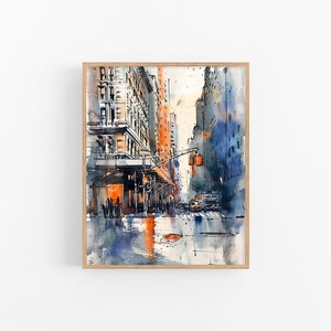 New York City Watercolor Art Print NYC Skyline Painting Urban Landscape Wall Art Decor Travel Gifts by FeelingPrints