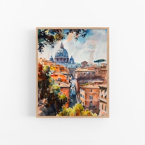 Impresión artística de Roma con acuarela y paisaje urbano italiano, regalos de viaje de FeelingPrints