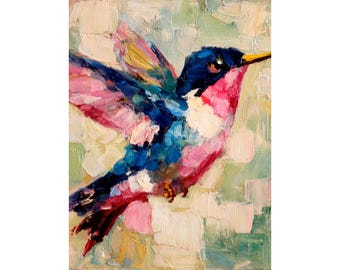 FeelingPrintsによるハチドリの油絵アートプリントアートワーク壁アートカラフルな鳥の装飾ギフト