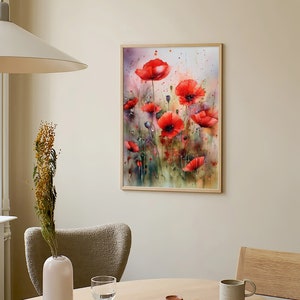 Red Poppy Watercolor Art Print Floral Artwork Flowers Watercolor Art - Etsy