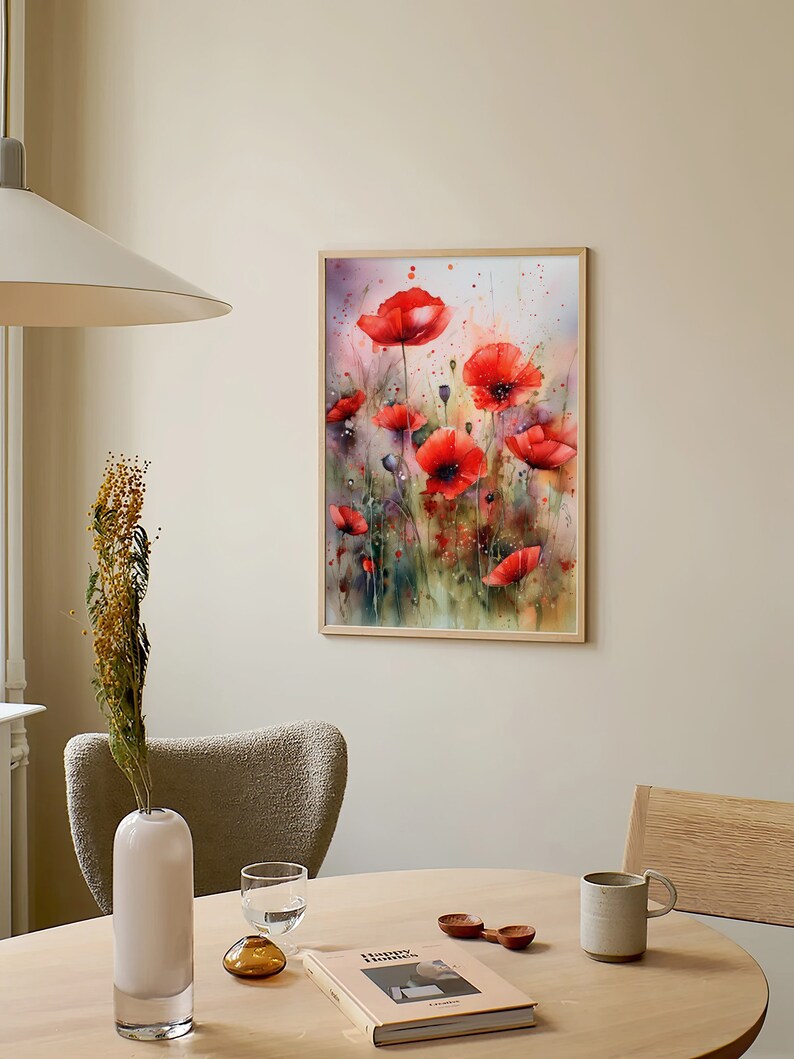Red Poppy Watercolor Art Print Floral Artwork Flowers Watercolor Art - Etsy
