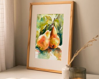 FeelingPrintsの洋梨の水彩画アートプリント フルーツアートワーク