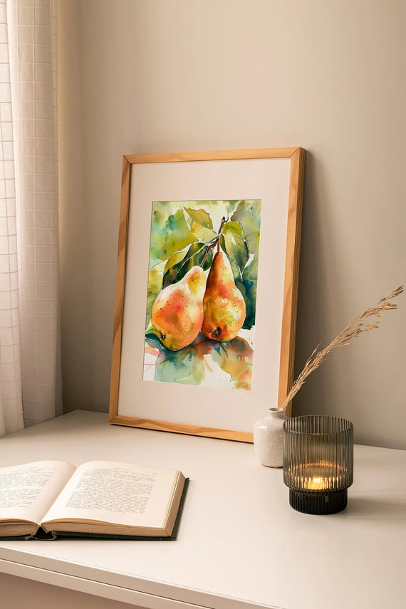 FeelingPrintsの洋梨の水彩画アートプリント フルーツアートワーク