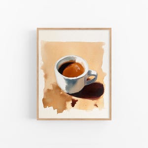 Cup of Coffee Watercolor Painting Coffee Watercolor Art Print Still Life Kitchen Wall Art Decor by FeelingPrints