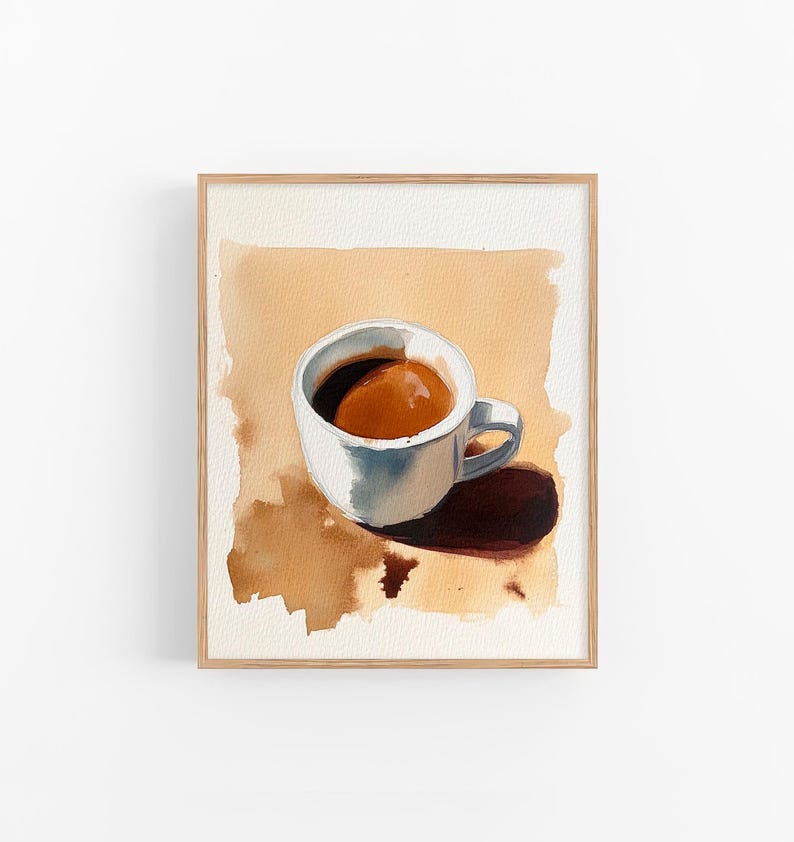 Cup of Coffee Watercolor Painting Coffee Watercolor Art Print Still Life Kitchen Wall Art Decor by FeelingPrints