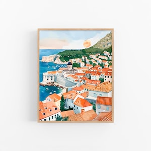 Impresión artística de Croacia, pintura de acuarela de Dubrovnik, póster de arte de paisaje urbano, regalos de viaje de FeelingPrints