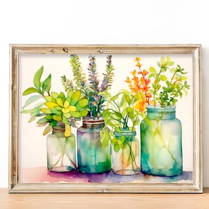 Jarred Pflanzen Malerei Botanische Aquarell Kunstdruck Blumen Wand Kunst Poster Geschenke von FeelingPrints