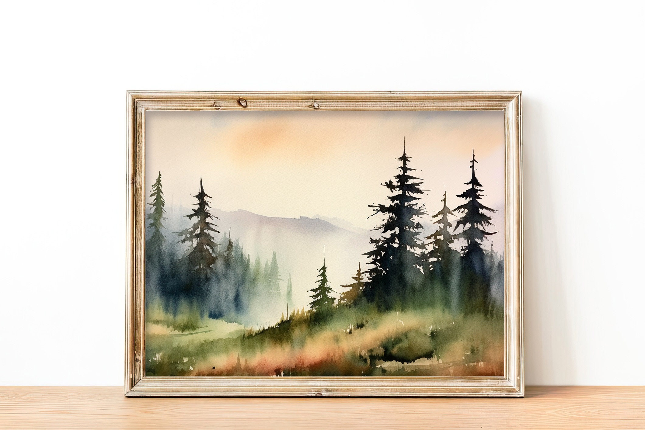 Shenandoah Wall Painting Virginia Landscape Art Print Misty Pine Forest ...