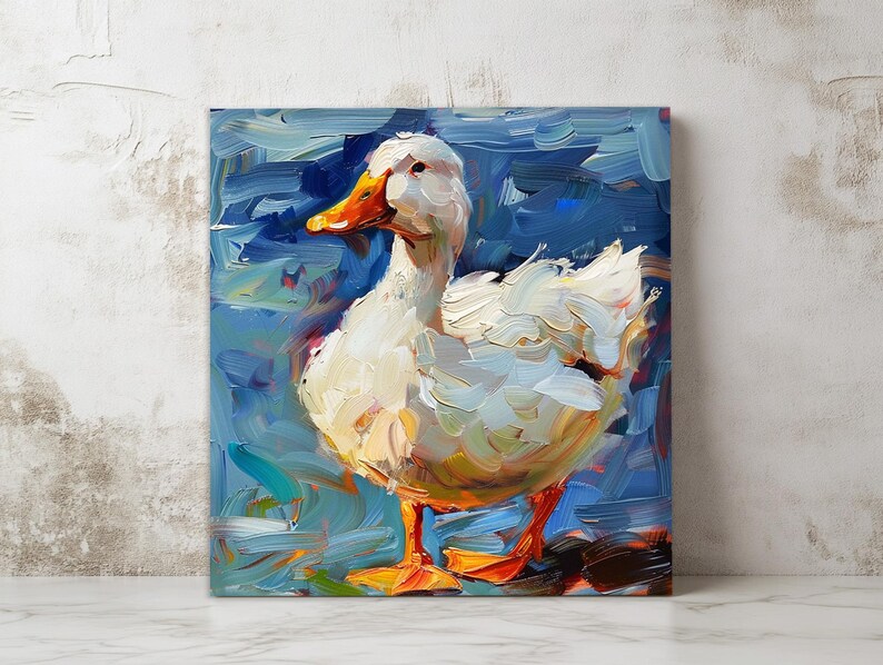 White Duck Art Print Bird Oil Canvas Print Rustic Wall Art Print white-duck-art-print-bird-oil-canvas-print-rustic-wall-art-print