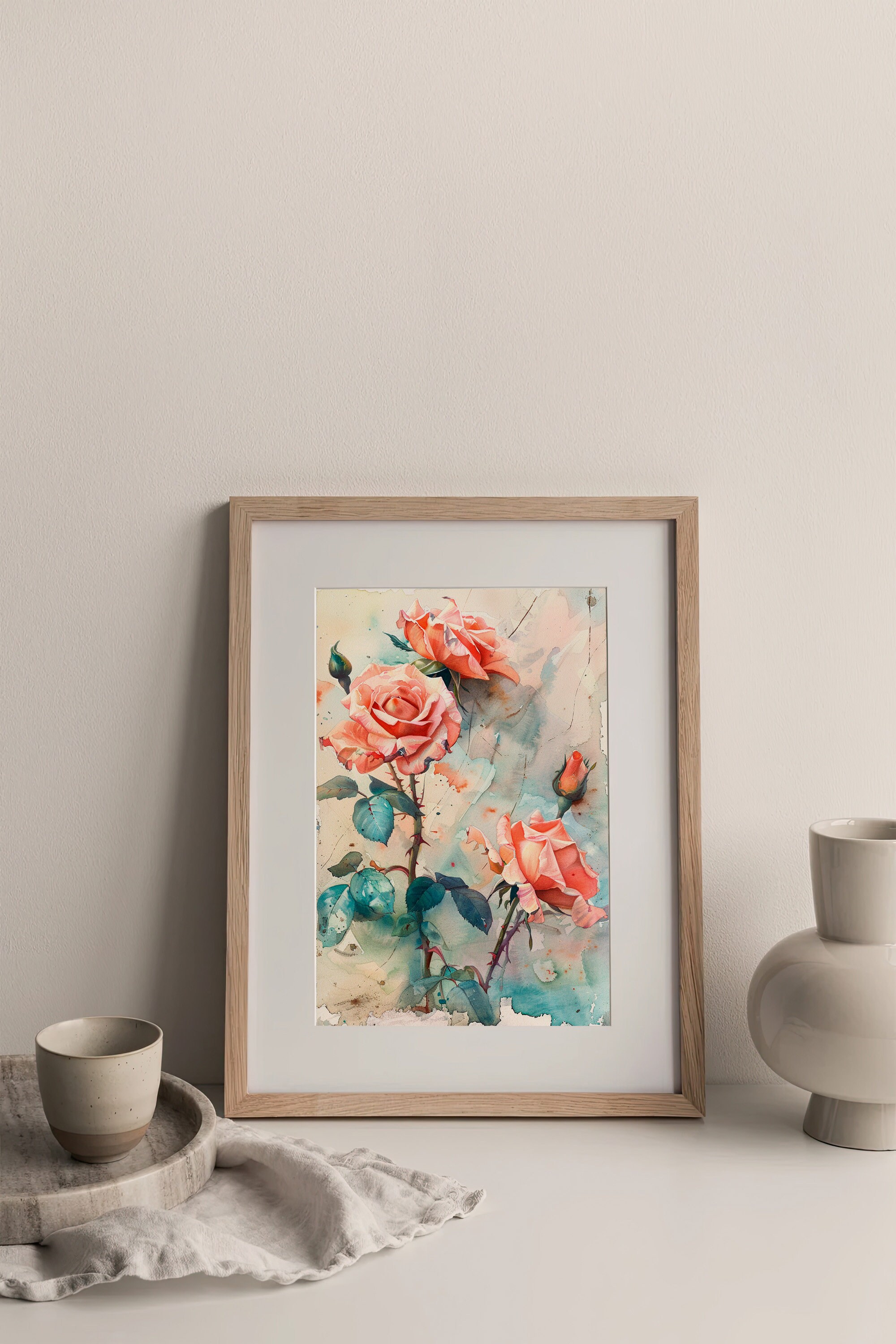 Rose Painting Spring Flowers Watercolor Art Print Floral Wall Decor ...