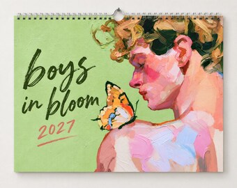 2027 Boys in Bloom Wall Calendar Gay Art Calendar Floral Male Portraits LGBTQ Wall Decor Queer Figurative Art Calendar