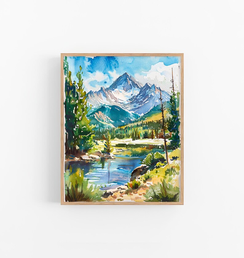 Rocky Mountains Watercolor Art Print: Colorado Forest Landscape - Etsy