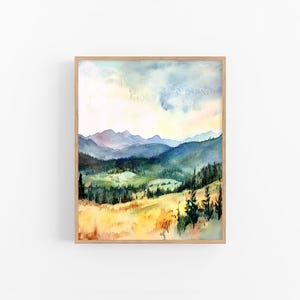 Wyoming Watercolor Painting Rocky Mountains Watercolor Art Print Pine Trees Wall Art Watercolor Mountains Art Poster by FeelingPrints