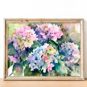 Hydrangea Watercolor Art Print Floral Painting Spring Decor for Home Rustic Wall Art Gifts for Her by FeelingPrints image 2